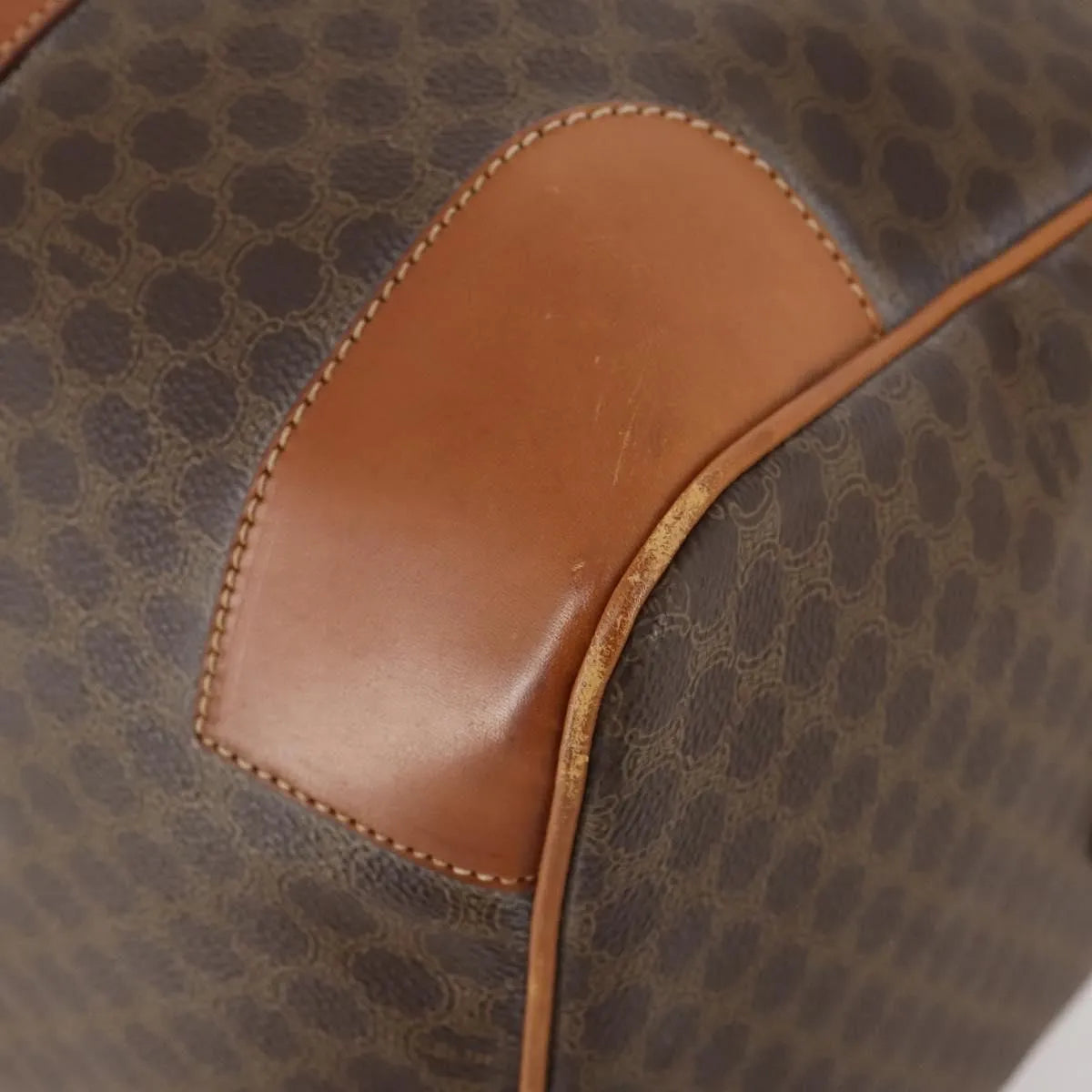 Celine Vintage Duffle Macadam Coated Canvas Brown Canvas Travel Bag Bag (Pre-Owned)