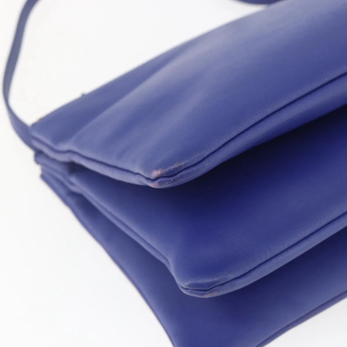Celine Trio Leather Blue Leather Shoulder Bag Bag (Pre-Owned)