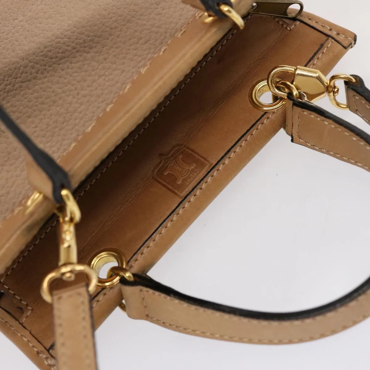 Celine Vintage Leather Beige Leather Handbag (Pre-Owned)