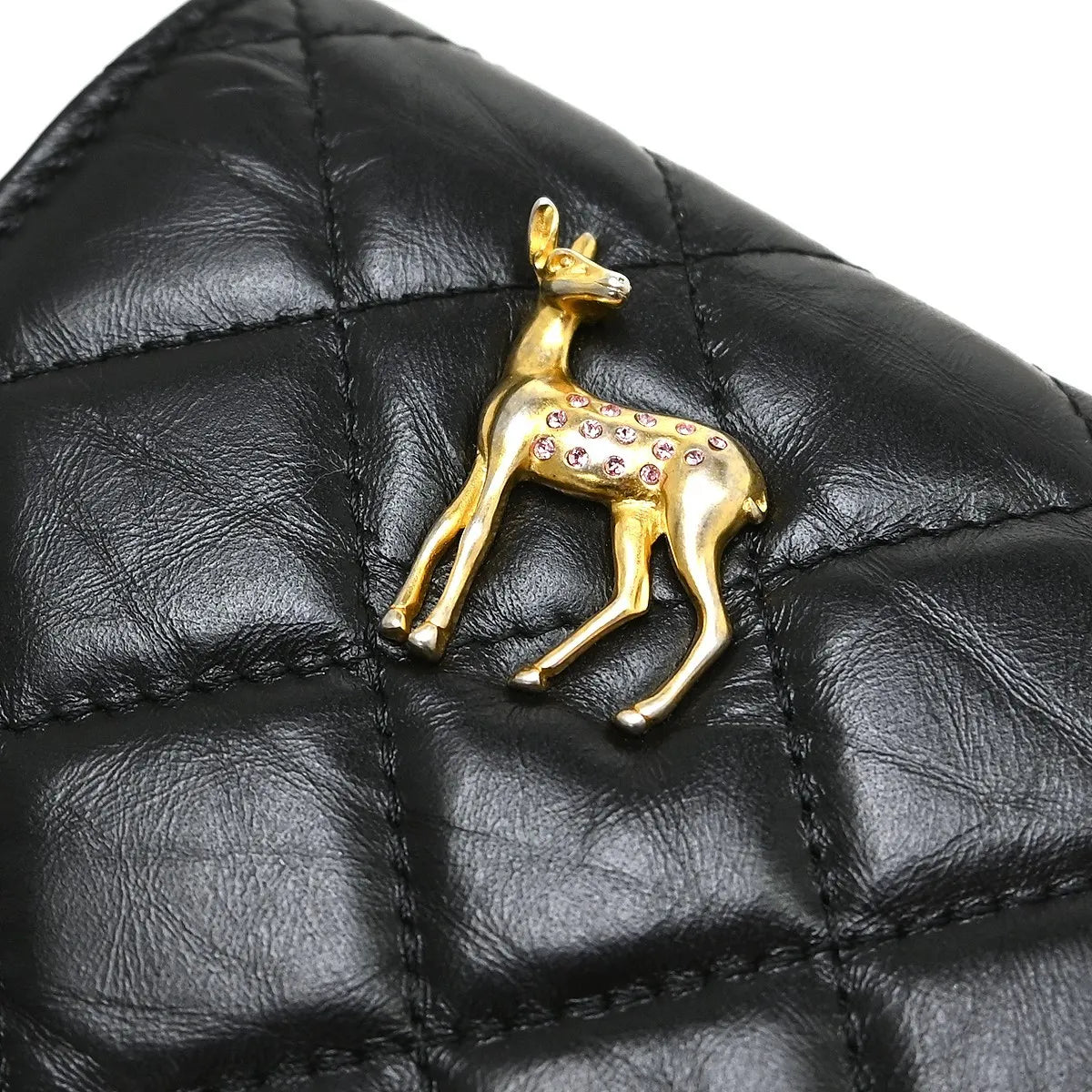 Chanel Lucky Charms Reissue 2.55 Wallet On Chain Quilted Calfskin Black Leather Shoulder Bag Bag (Pre-Owned)