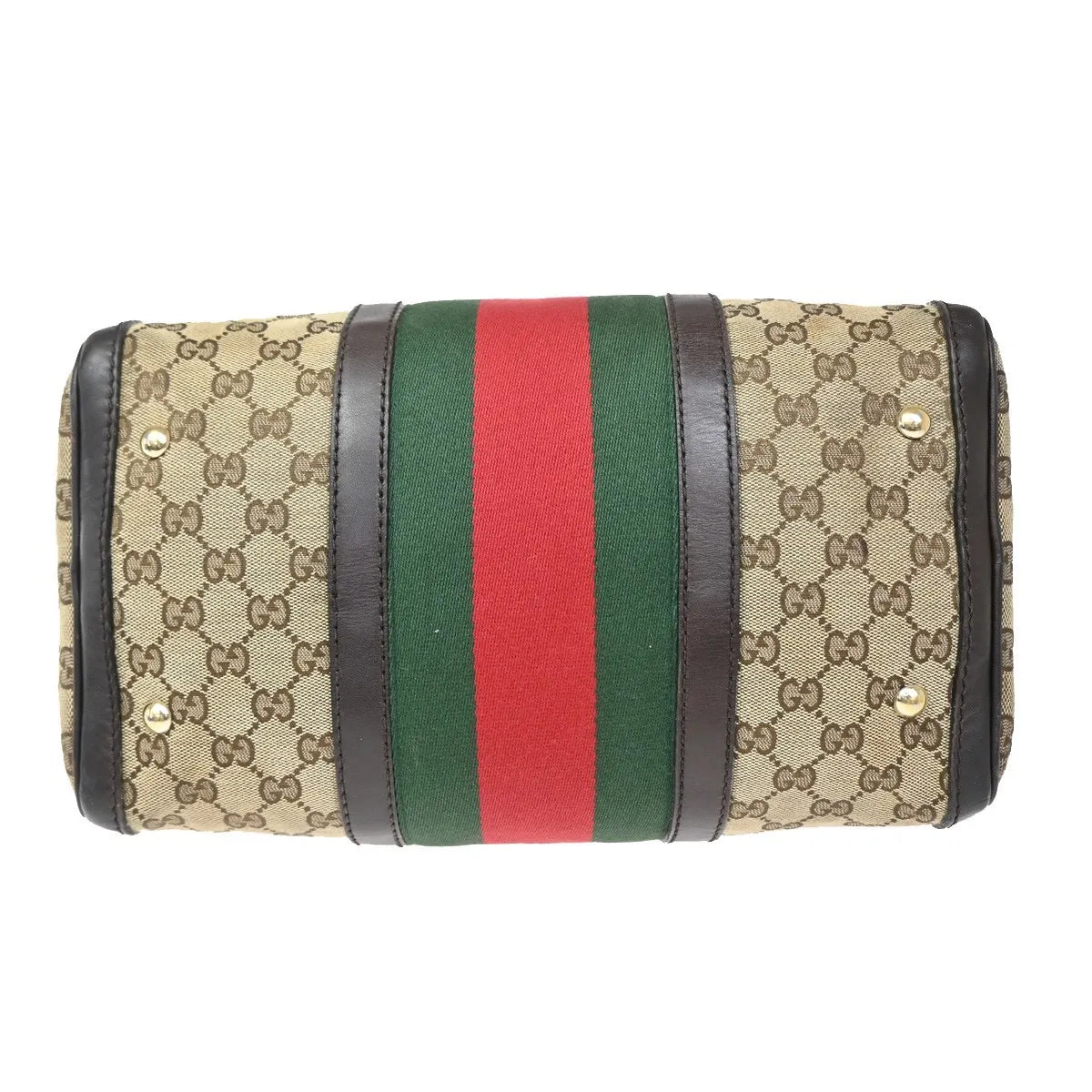 Gucci Vintage Web Boston Gg Canvas Brown Canvas Handbag (Pre-Owned)