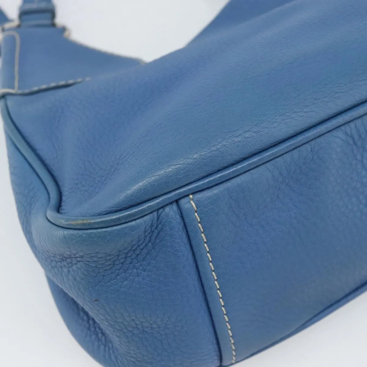 Prada Vitello Daino Convertible Tote Vitello Daino Blue Leather Handbag (Pre-Owned)