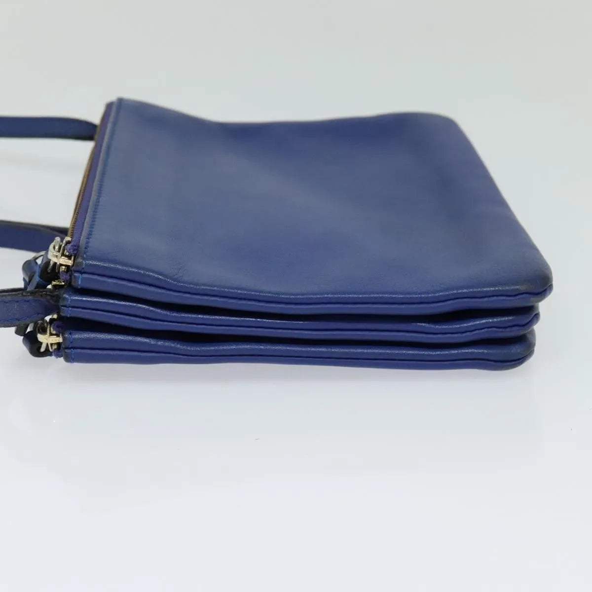 Celine Trio Leather Blue Leather Shoulder Bag Bag (Pre-Owned)