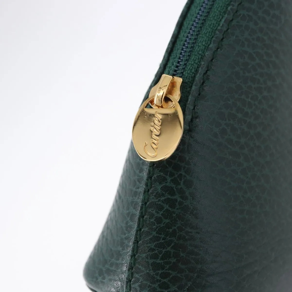 Cartier Marcello Clutch Leather Green Leather Clutche & Pouche Bag (Pre-Owned)