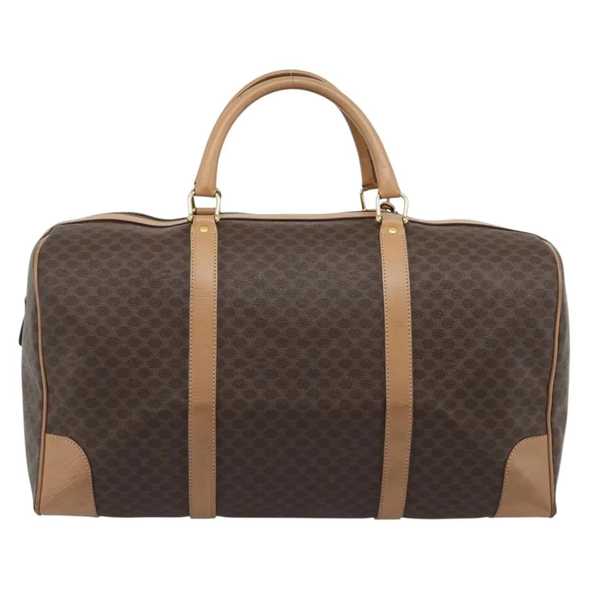 Celine Vintage Duffle Canvas And Leather Brown Canvas Travel Bag Bag (Pre-Owned)