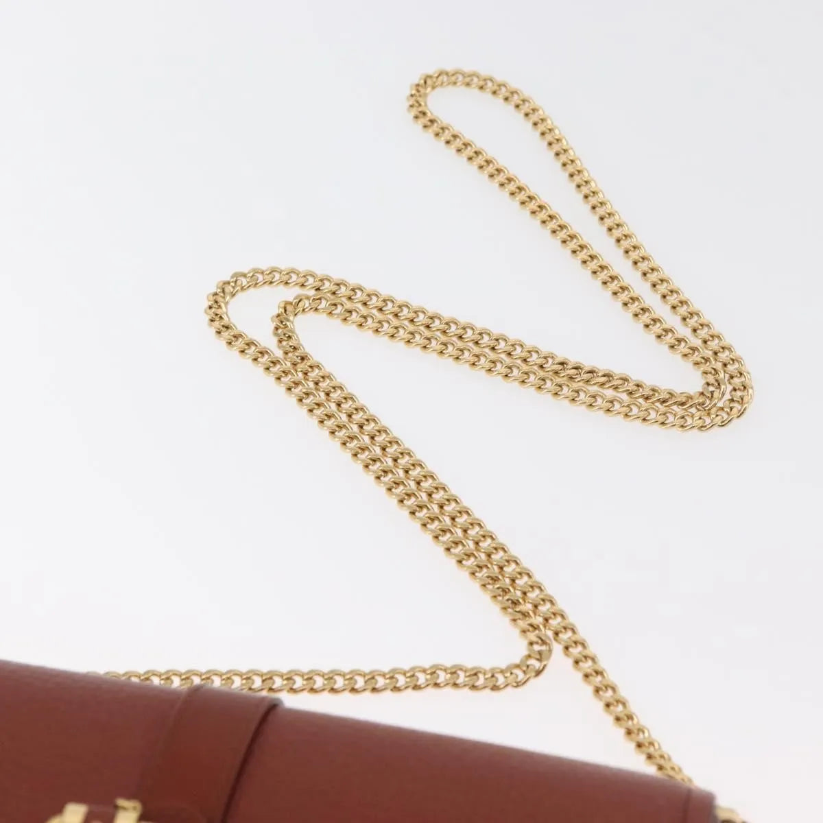 Chloe Aby Chain Leather Brown Leather Shoulder Bag Bag (Pre-Owned)