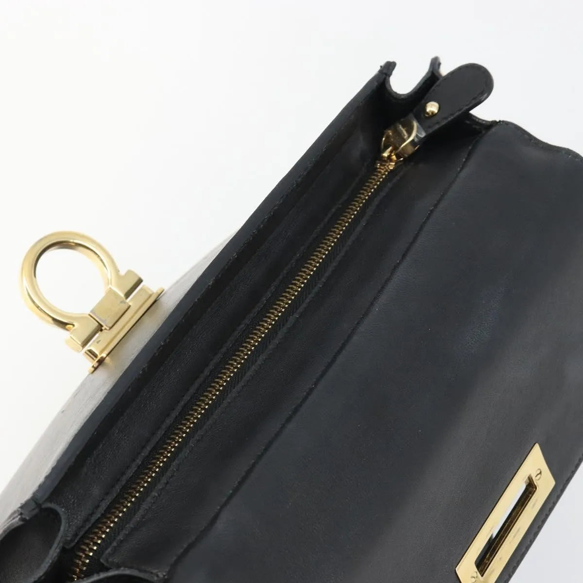 Salvatore Ferragamo Sofia Satchel Smooth Leather Black Leather Handbag (Pre-Owned)