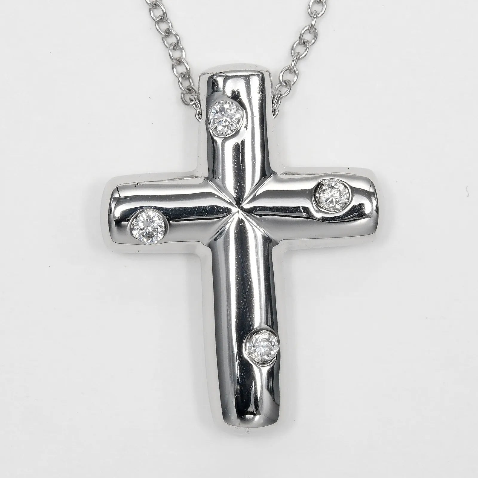 Tiffany & Co. Cross Pendant Platinum And Diamonds Silver Platinum Necklace Jewelry (Pre-Owned)