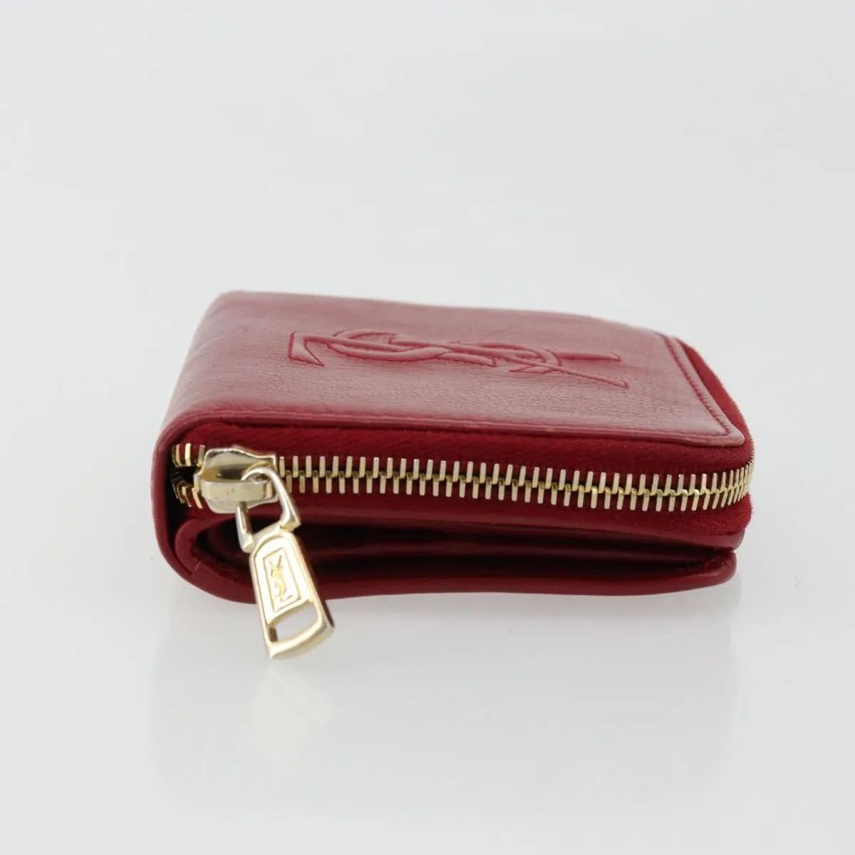 Saint Laurent Zipped Bifold Leather Red Leather Wallets Accessory (Pre-Owned)