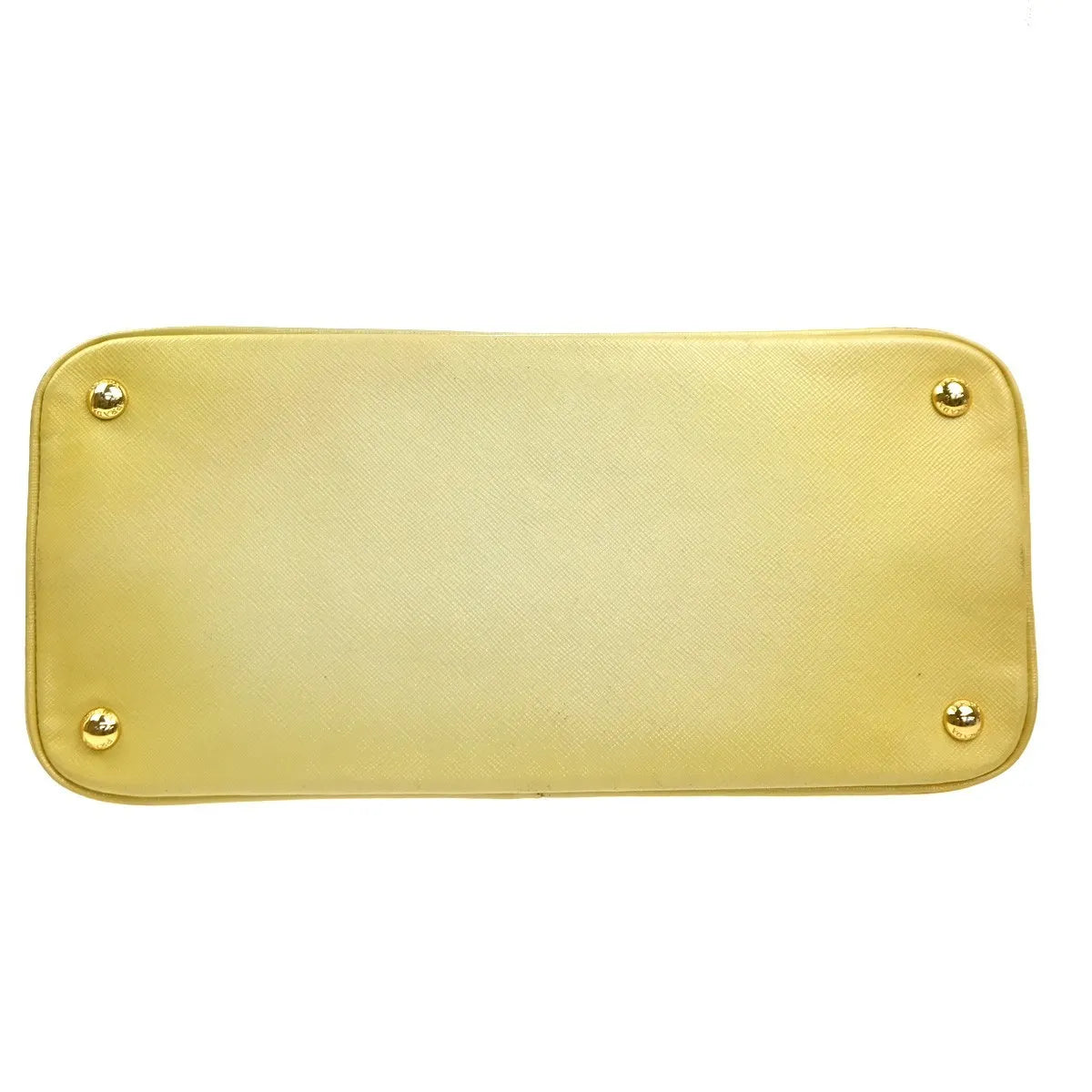 Prada Open Promenade Saffiano Leather Yellow Leather Handbag (Pre-Owned)