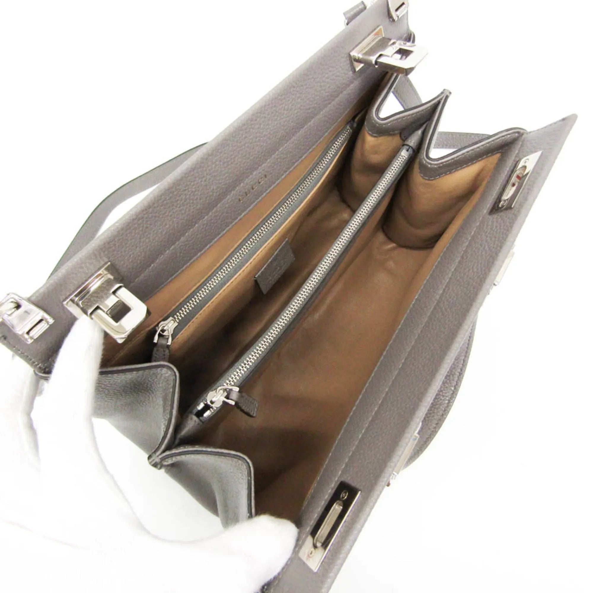Gucci Zumi Top Handle Leather Gray Leather Handbag (Pre-Owned)