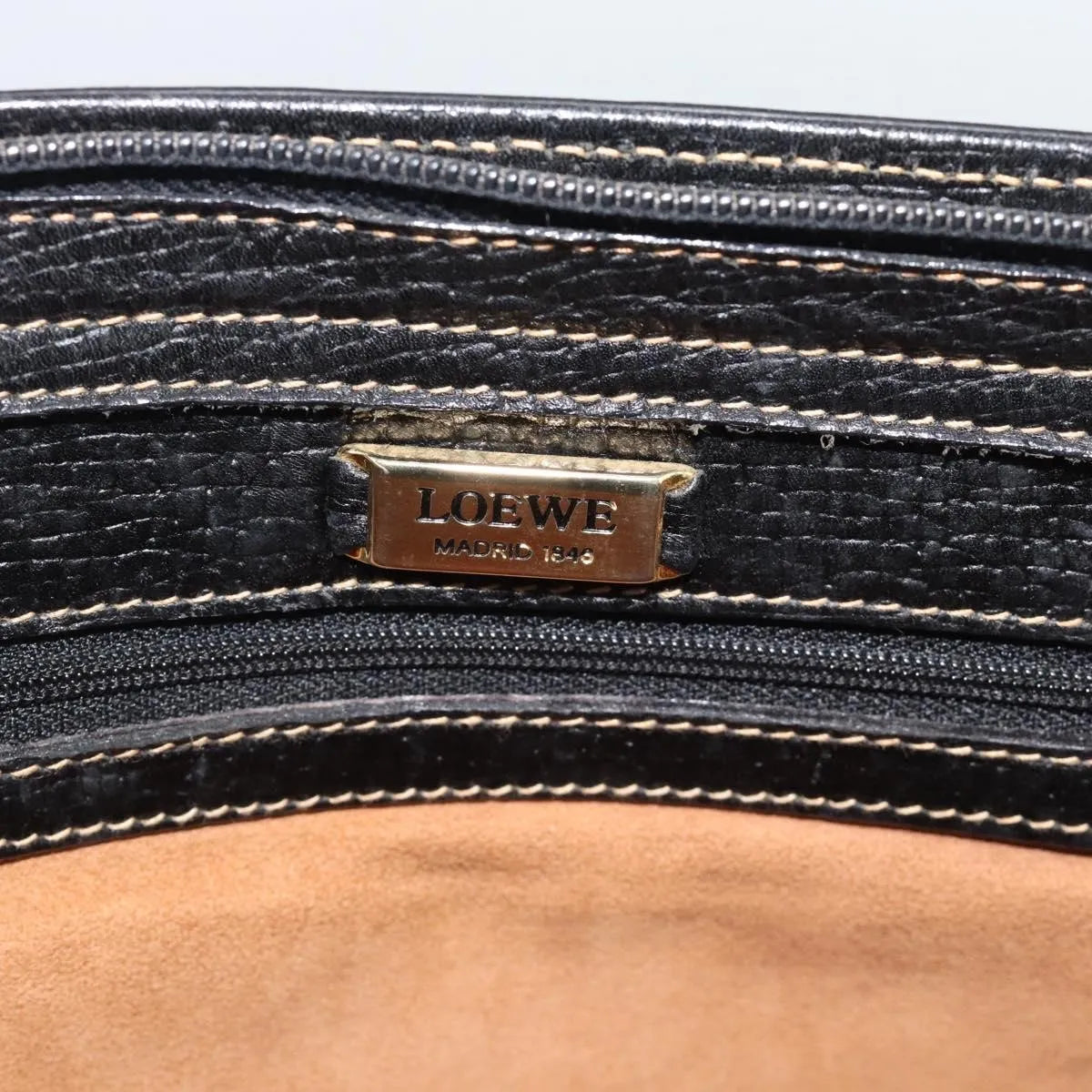 Loewe Vintage Leather Black Leather Tote Bag Bag (Pre-Owned)
