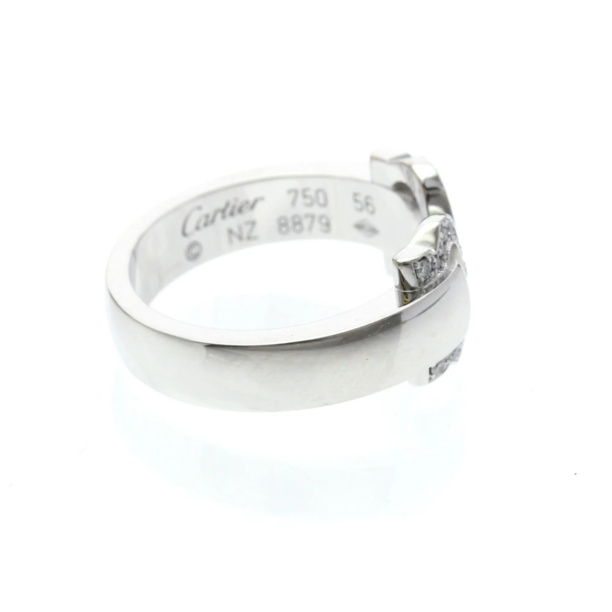 Cartier Vintage C De Cartier 18K White Gold With Diamonds Silver White_Gold Ring Jewelry (Pre-Owned)