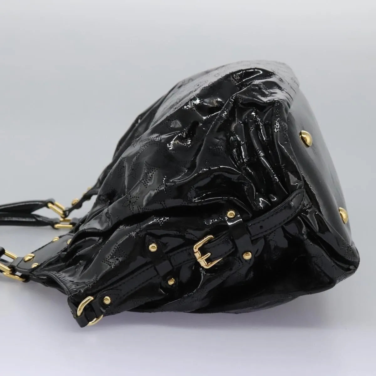 Louis Vuitton L Hobo Surya Leather Black Patent_Leather Handbag (Pre-Owned)