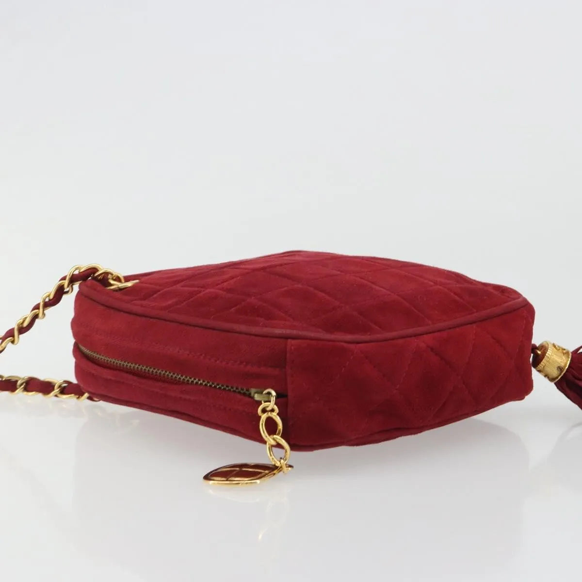 Chanel Vintage Diamond Tassel Quilted Suede Red Suede Shoulder Bag Bag (Pre-Owned)