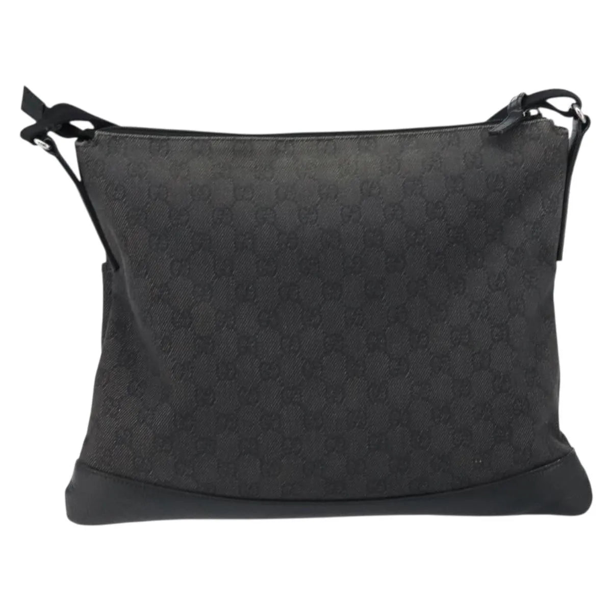 Gucci Zip Messenger Gg Canvas With Perforated Leather Black Canvas Shoulder Bag Bag (Pre-Owned)