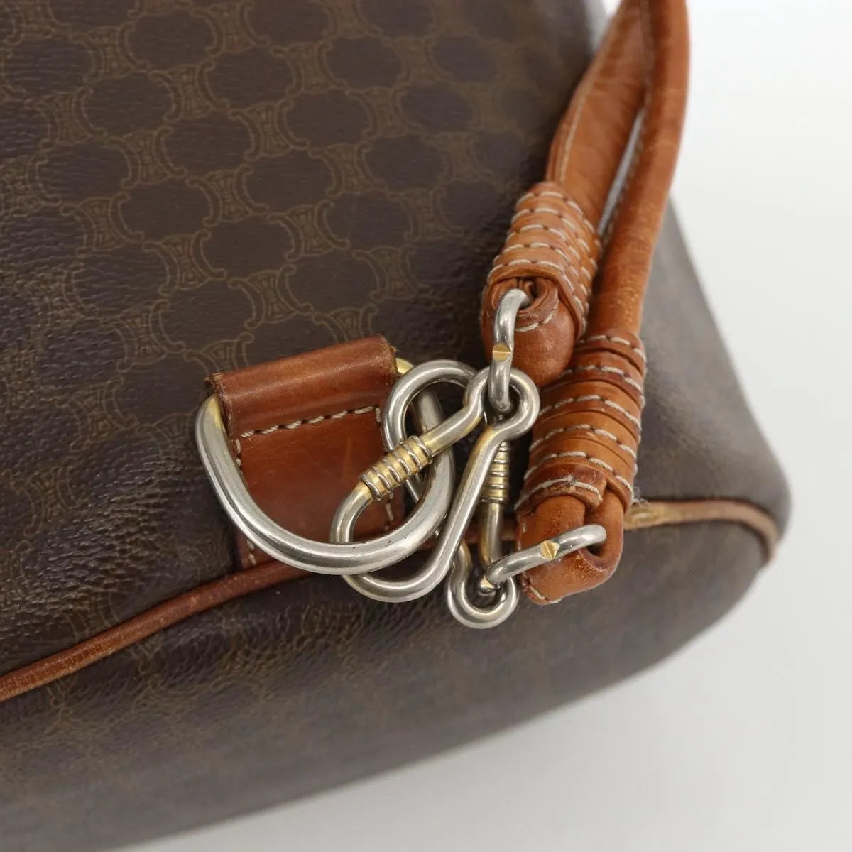 Celine Vintage Macadam Canvas And Leather Brown Canvas Backpack Bag (Pre-Owned)