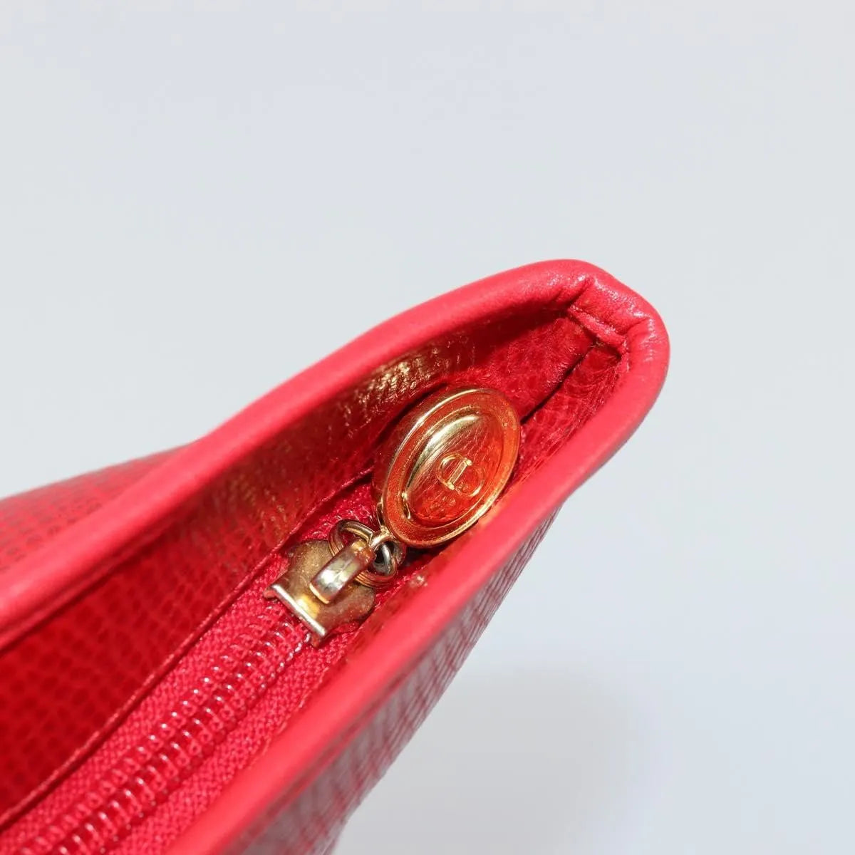 Christian Dior Vintage Tote Leather Red Leather Tote Bag Bag (Pre-Owned)