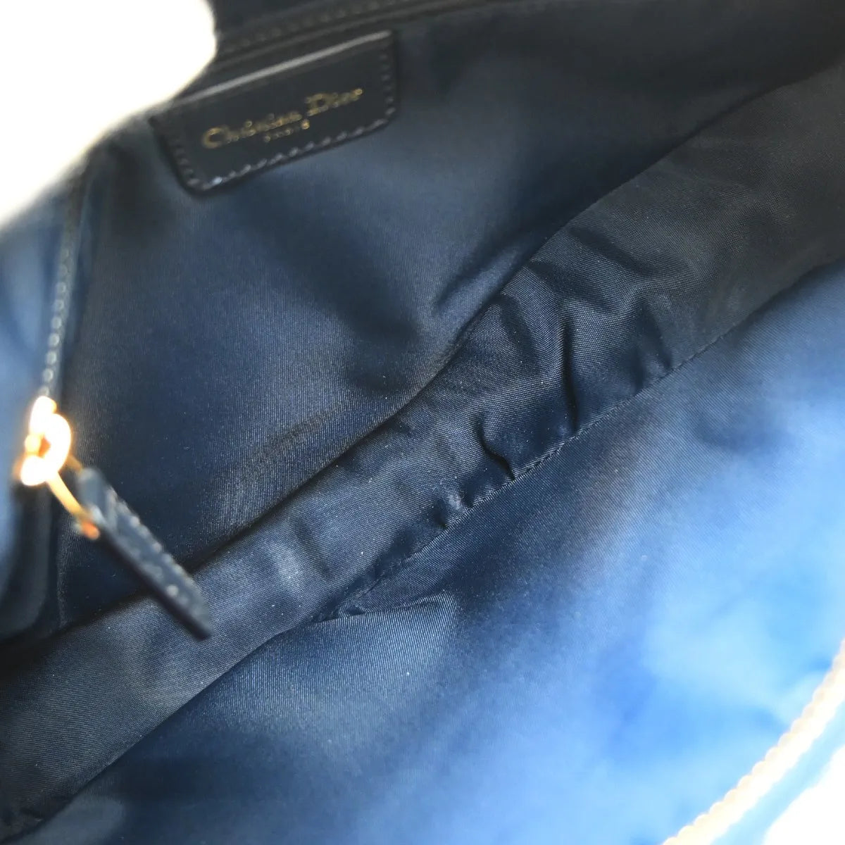 Christian Dior Vintage Trotteur Chain Canvas Blue Canvas Shoulder Bag Bag (Pre-Owned)