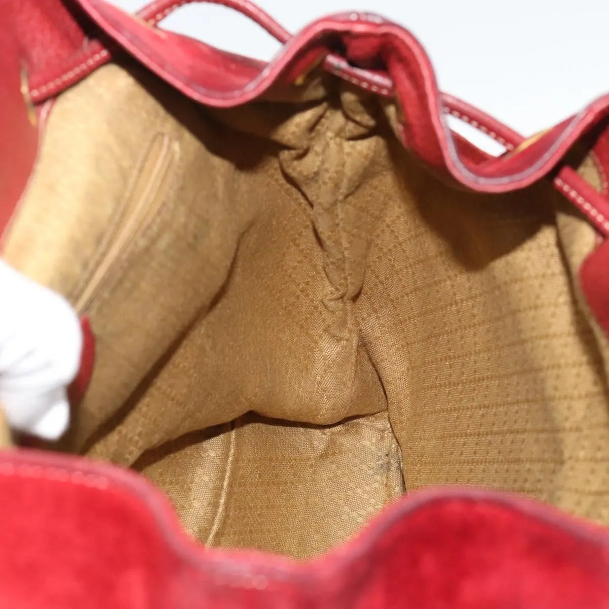 Gucci Vintage Bamboo Suede Red Suede Backpack Bag (Pre-Owned)