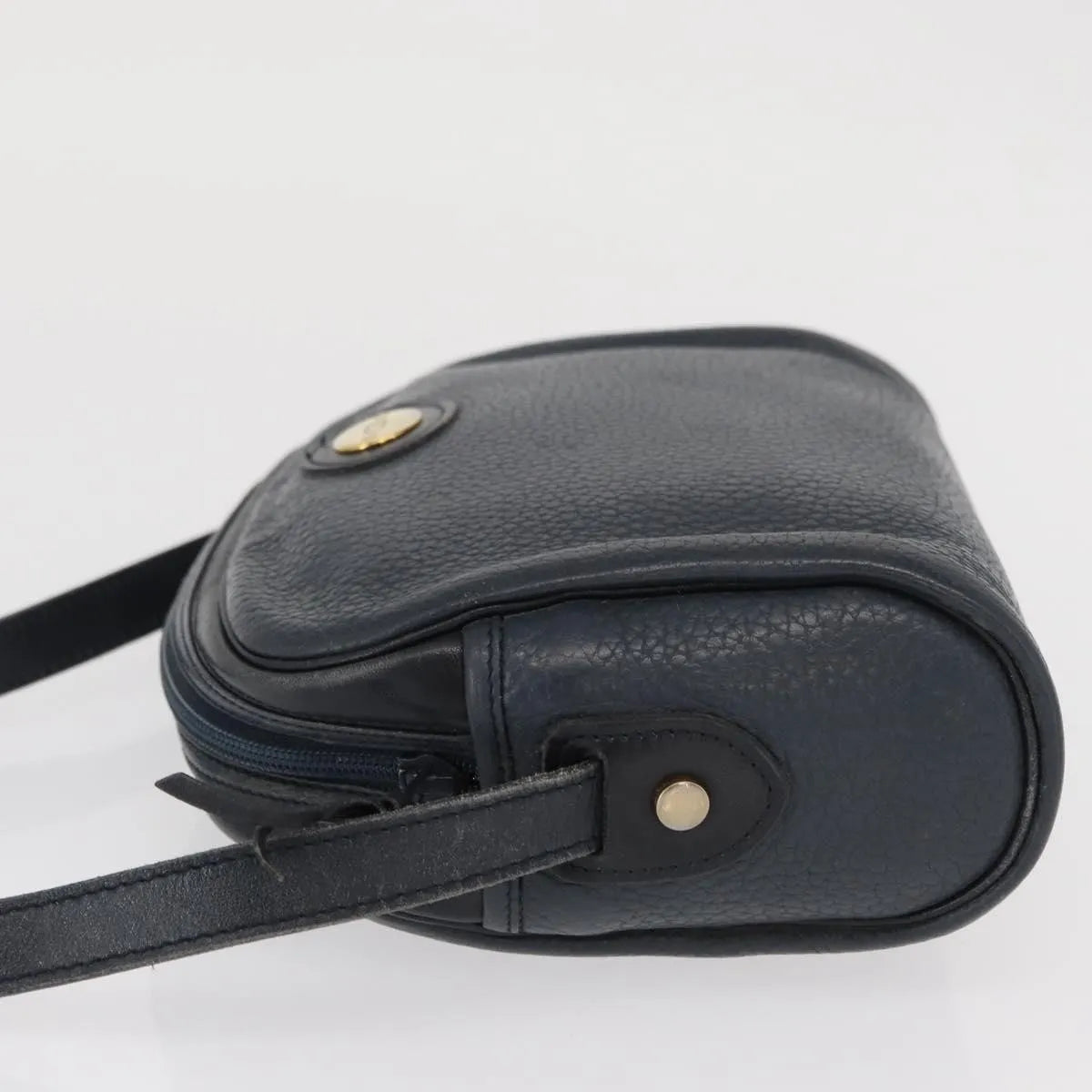 Christian Dior Vintage Cd Logo Leather Navy Leather Shoulder Bag Bag (Pre-Owned)
