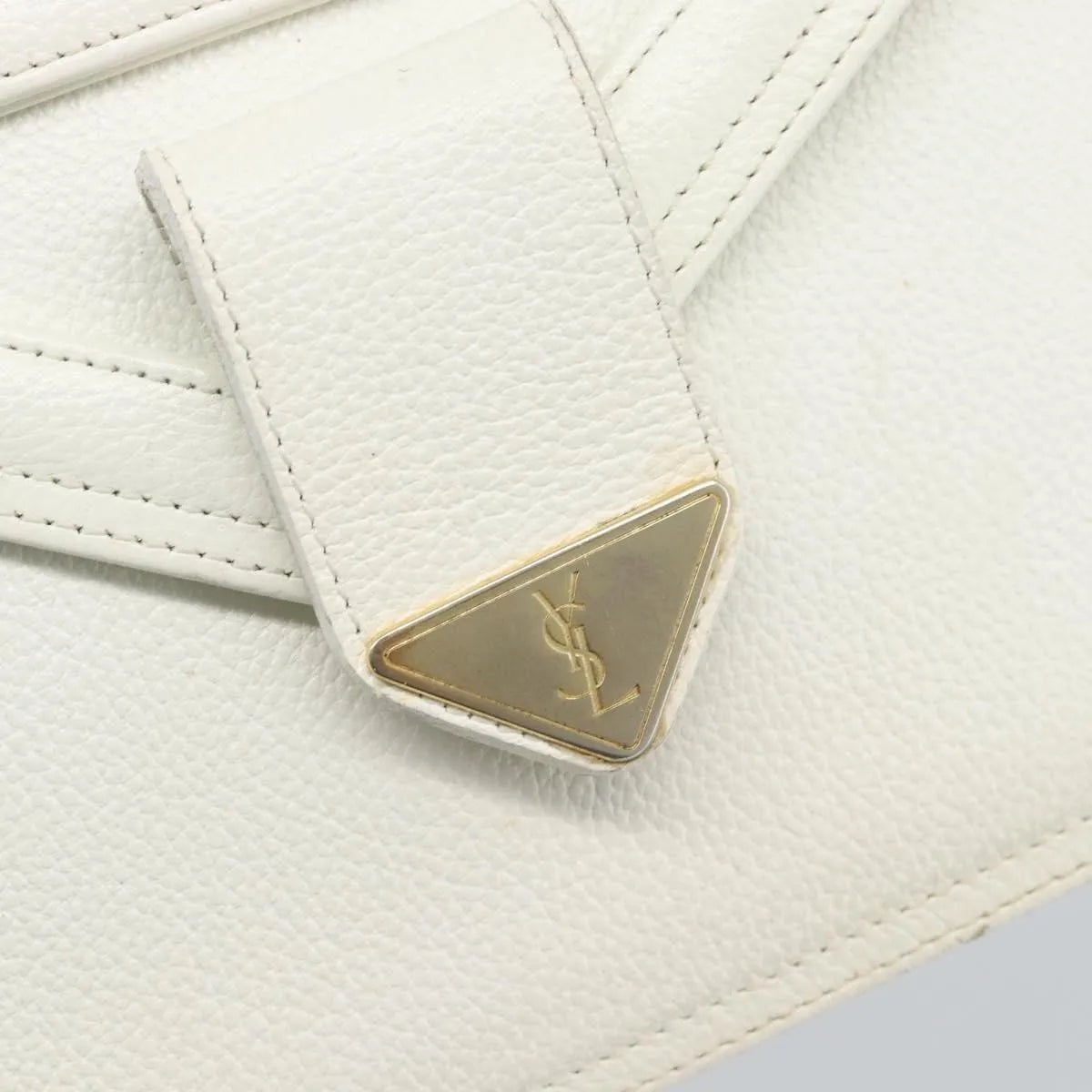 Saint Laurent Vintage Leather White Leather Clutche & Pouche Bag (Pre-Owned)