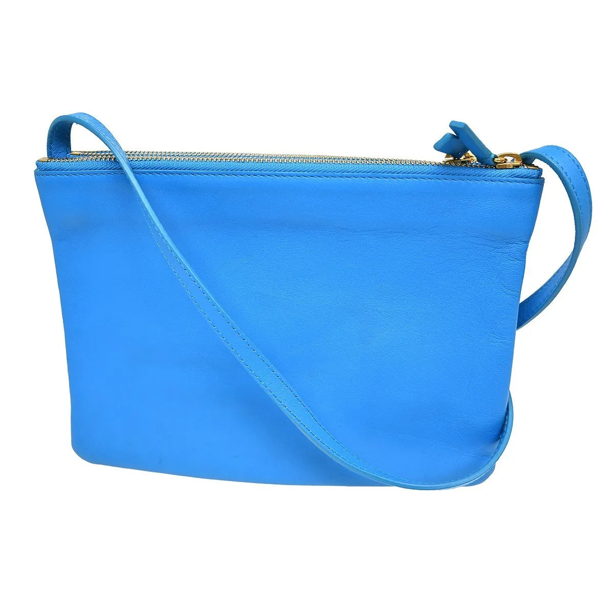 Celine Trio Leather Blue Leather Shoulder Bag Bag (Pre-Owned)