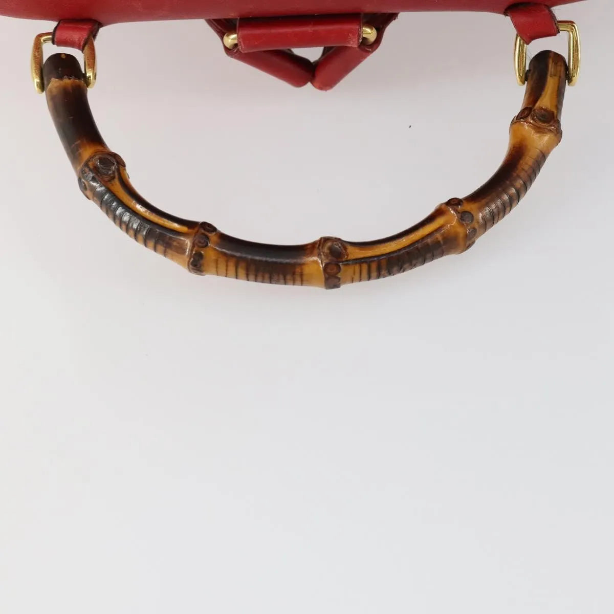 Gucci Vintage Bamboo Leather Red Leather Backpack Bag (Pre-Owned)