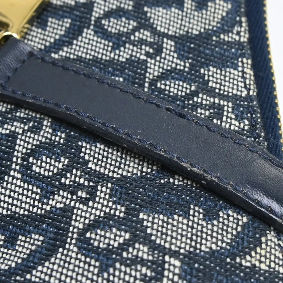 Christian Dior Vintage Trotteur Chain Canvas Blue Canvas Shoulder Bag Bag (Pre-Owned)