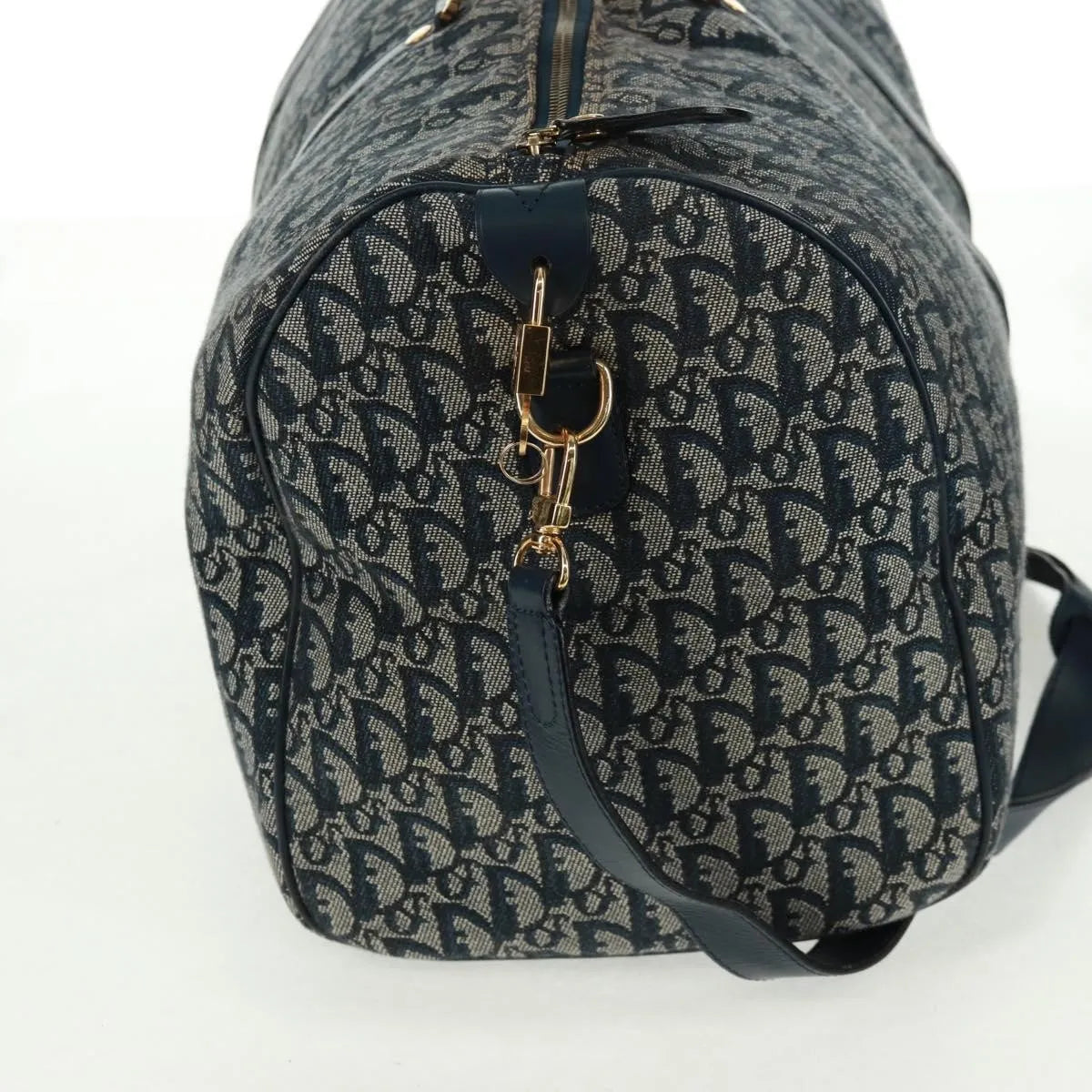 Christian Dior Vintage Trotter Boston Diorissimo Canvas Navy Canvas Handbag (Pre-Owned)