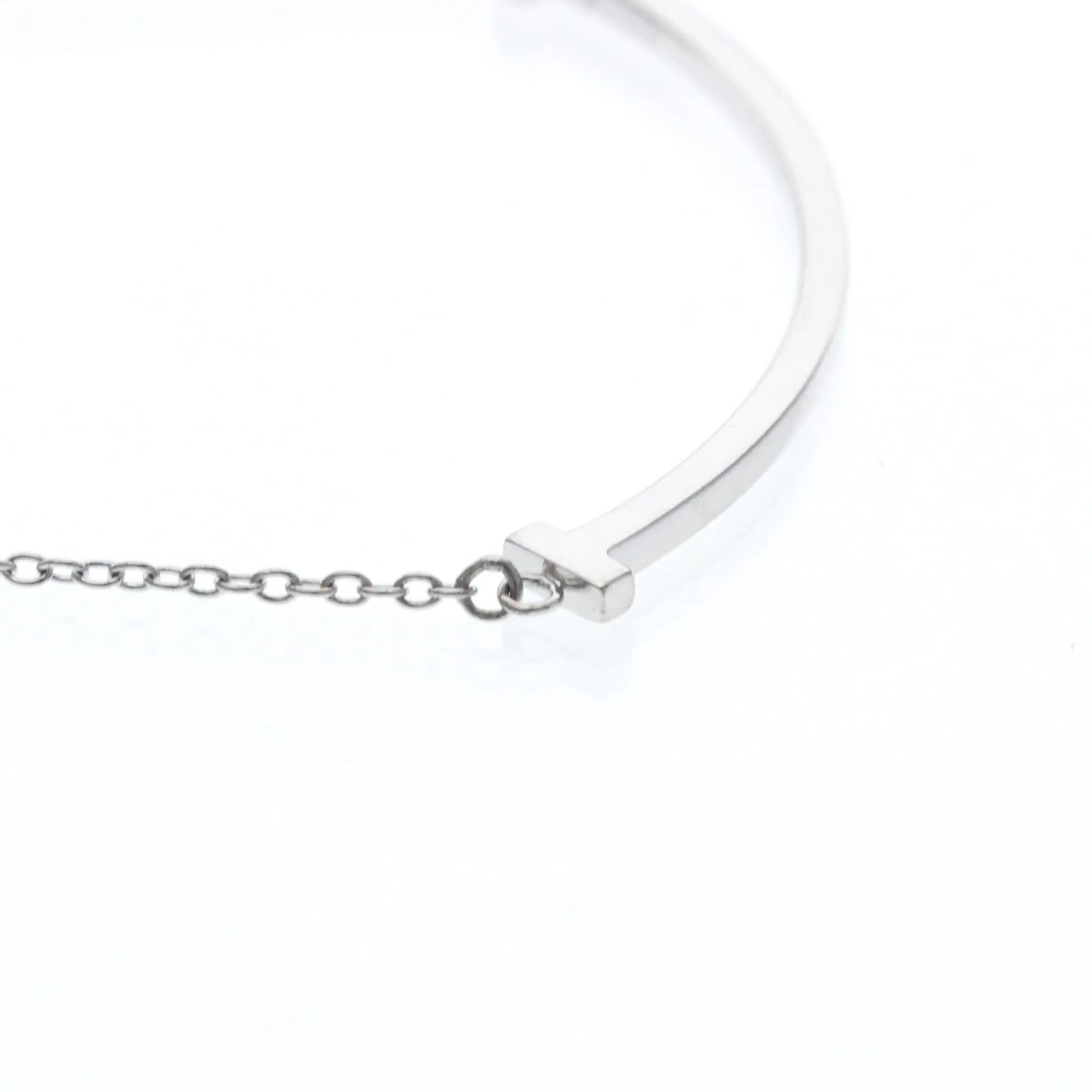 Tiffany & Co. T Smile Pendant 18K White Gold Silver White_Gold Necklace Jewelry (Pre-Owned)