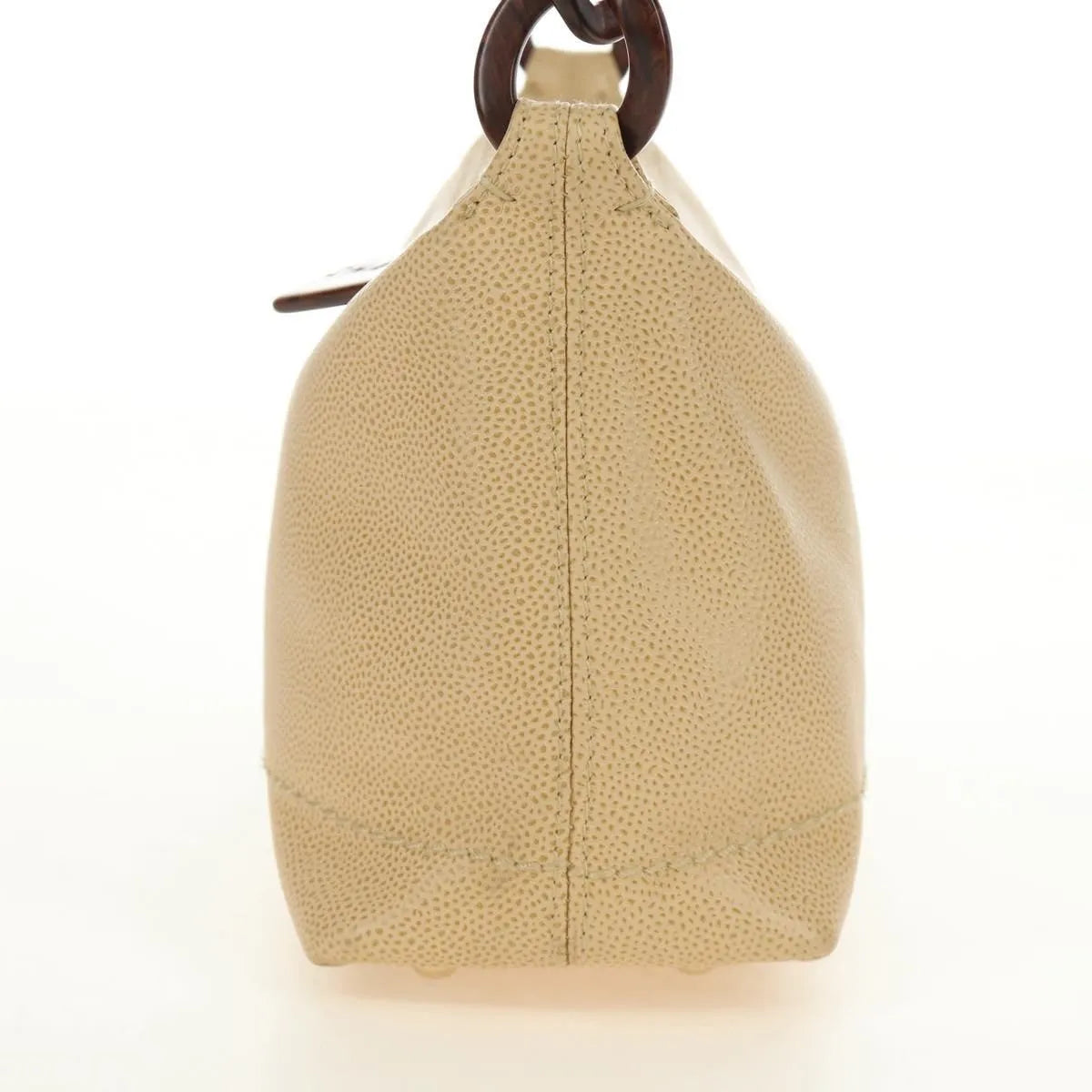 Chanel Vintage Cc Resin Chain Caviar Beige Leather Shoulder Bag Bag (Pre-Owned)