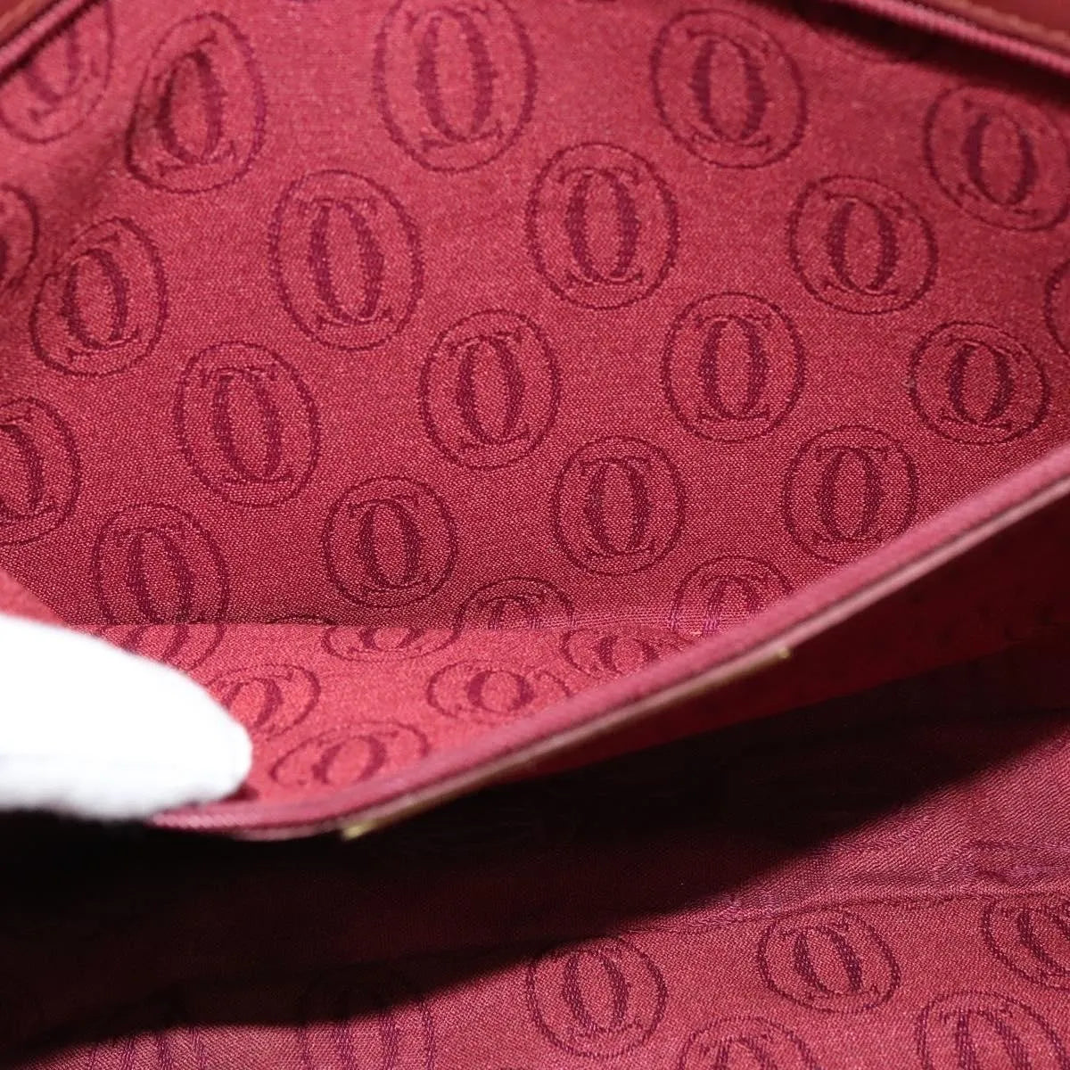 Cartier Must De Cartier Clutch Leather Burgundy Leather Clutche & Pouche Bag (Pre-Owned)