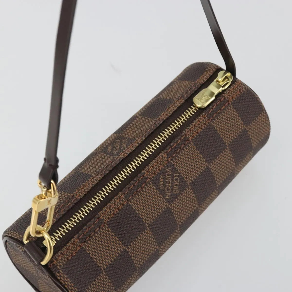 Louis Vuitton Papillon Pochette Damier Ebene Brown Canvas Clutche & Pouche Bag (Pre-Owned)