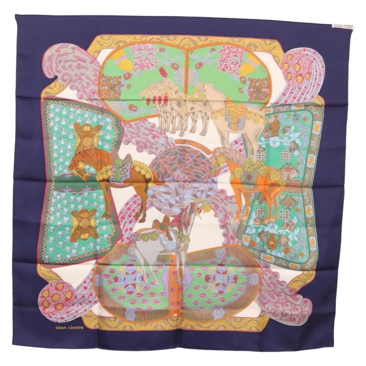 Hermes Carré 90 Silk Multicolor Navy Silk Scarve & Shawl Accessory (Pre-Owned)