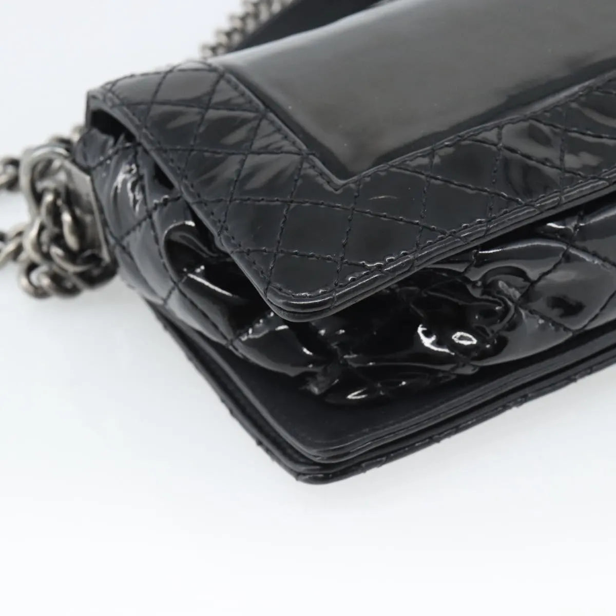 Chanel Boy Flap Patent Leather Black Patent_Leather Shoulder Bag Bag (Pre-Owned)