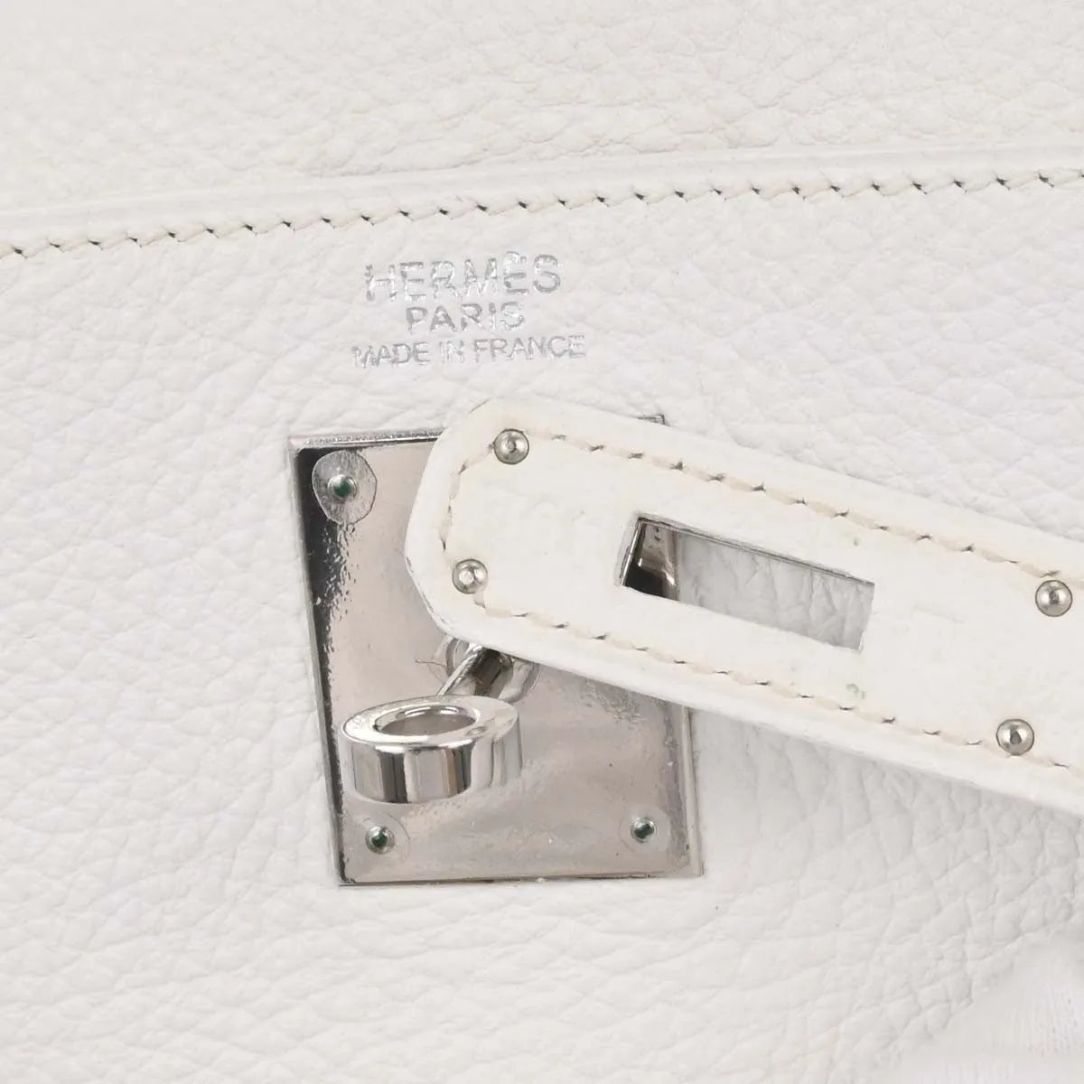 Hermes Kelly Retourne Clémence Taurillon White Leather Handbag (Pre-Owned)