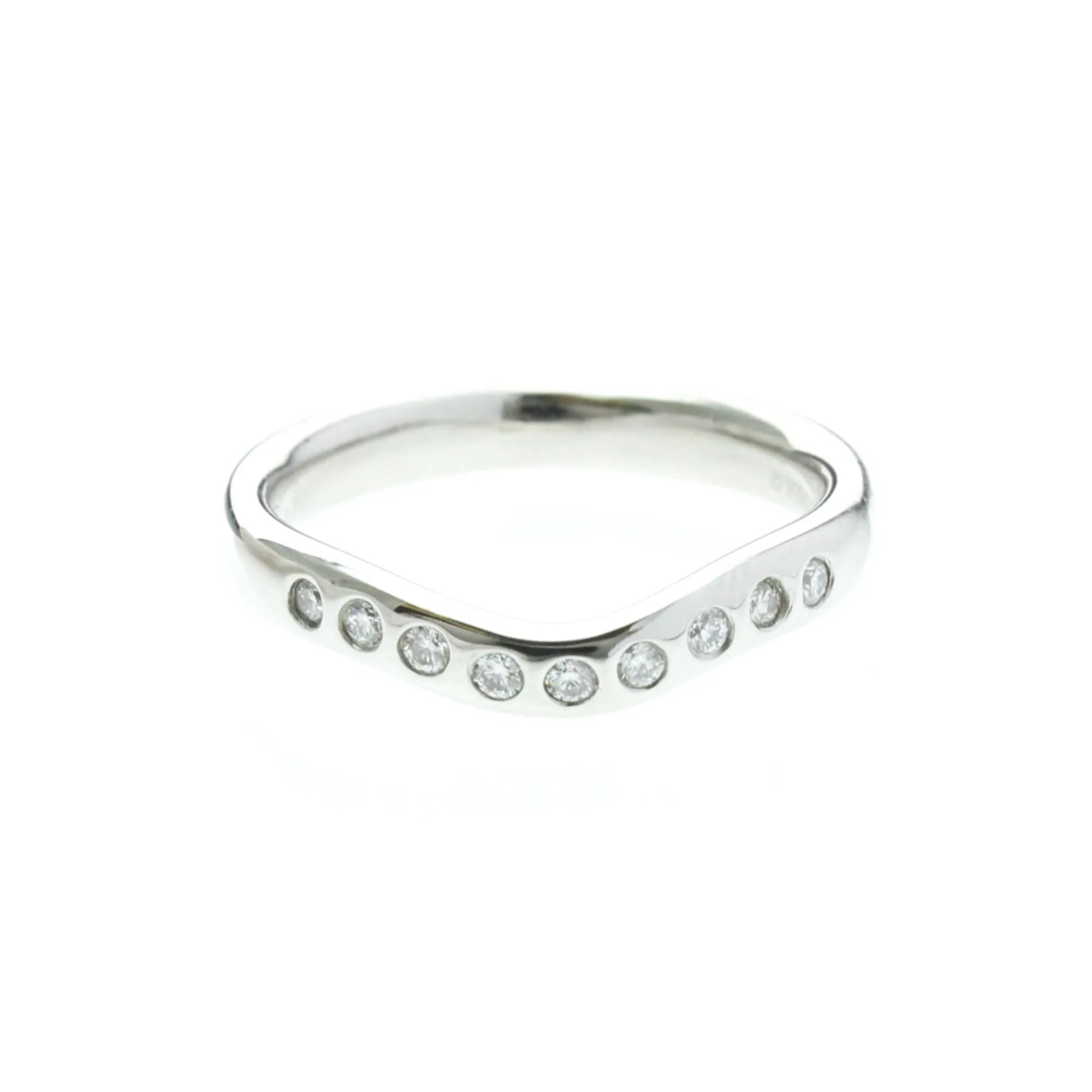 Tiffany & Co. Elsa Peretti Curved Wedding Band Platinum With Diamonds Silver Platinum Ring Jewelry (Pre-Owned)