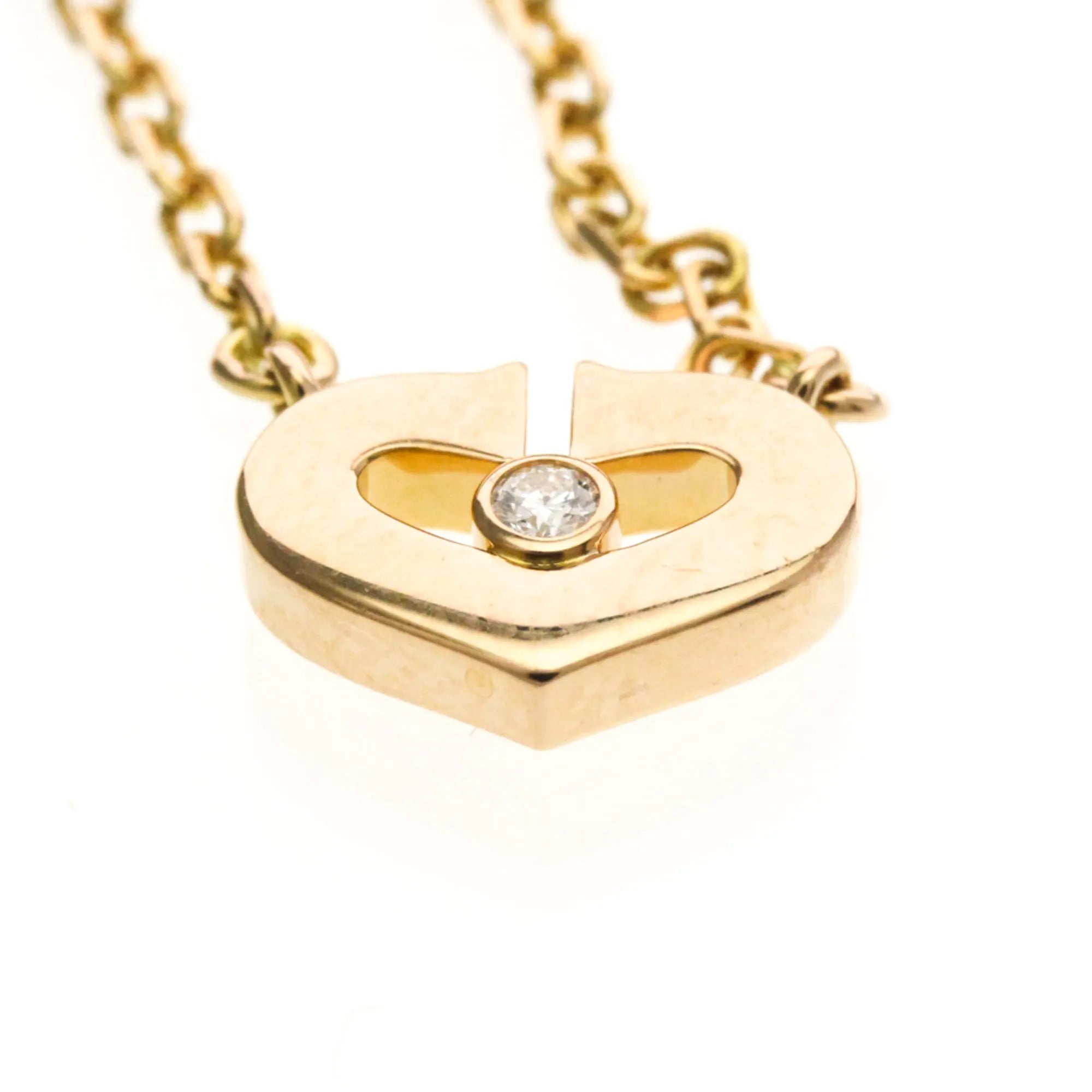 Cartier C Heart De Cartier Pendant 18K Rose Gold With Diamond Gold Pink_Gold Necklace Jewelry (Pre-Owned)