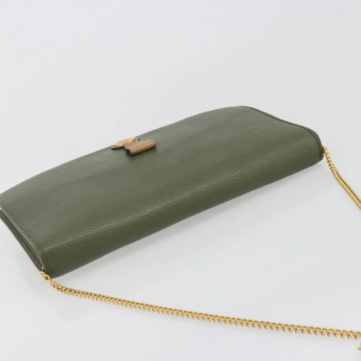 Christian Dior Vintage Chain Flap Leather Green Leather Shoulder Bag Bag (Pre-Owned)