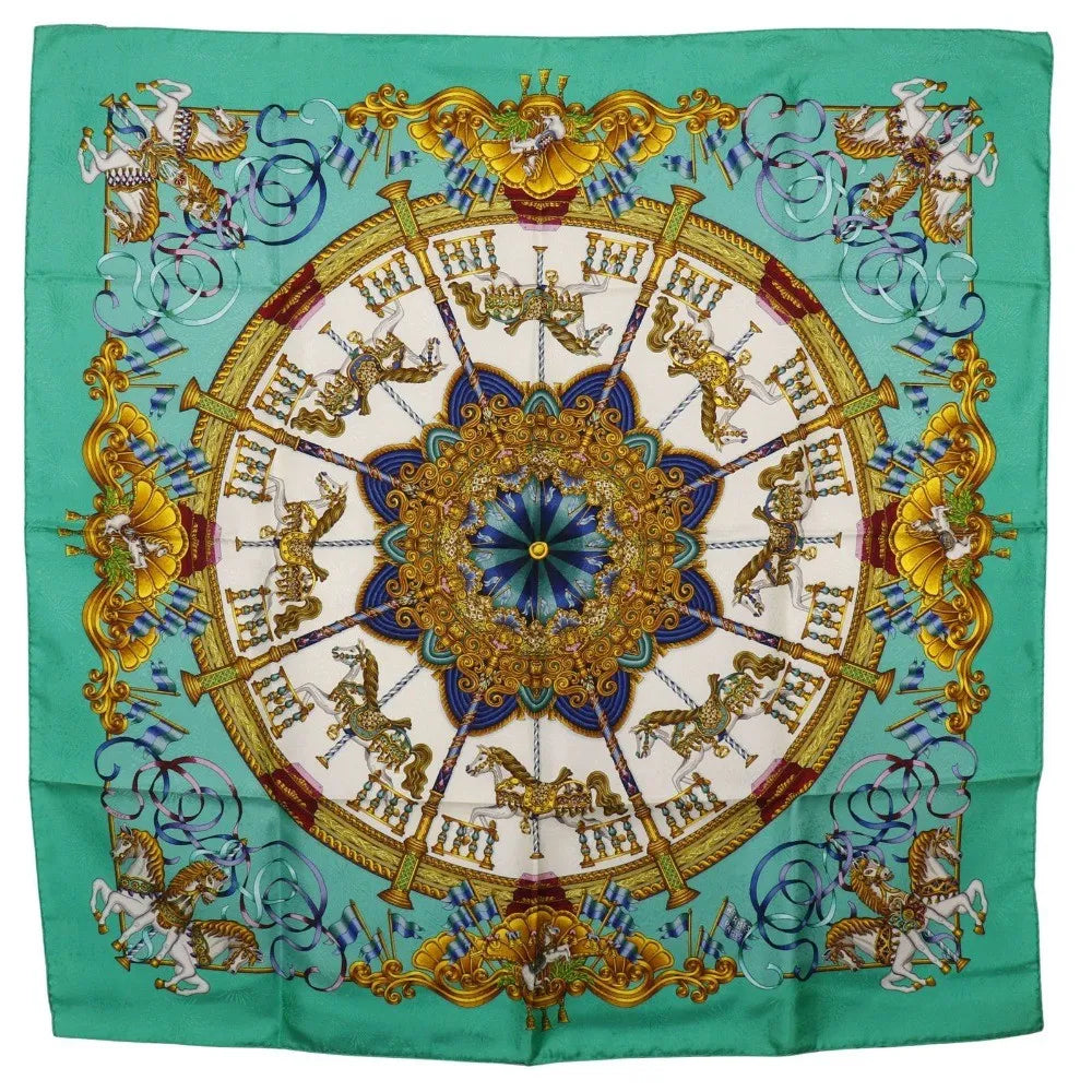Hermes Carré 90 Silk Multicolor Green Silk Scarve & Shawl Accessory (Pre-Owned)