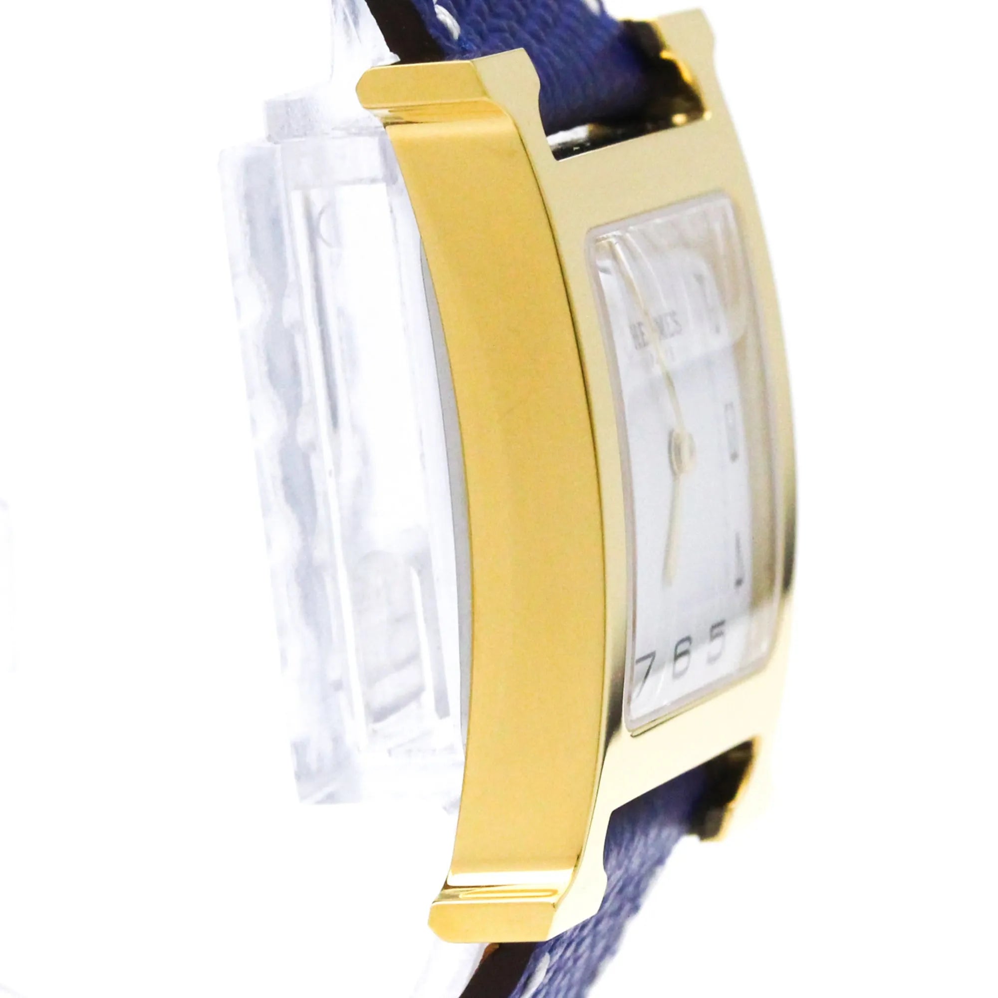 Hermes Heure H Quartz Plated Metal And Leather Watch (Pre-Owned)