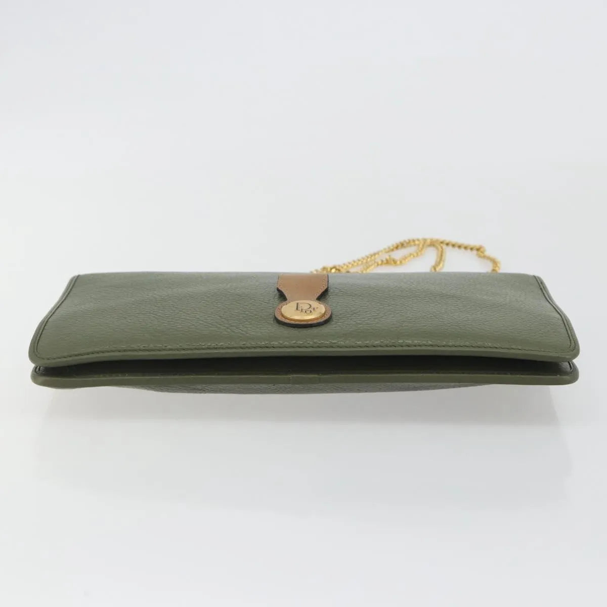 Christian Dior Vintage Chain Flap Leather Green Leather Shoulder Bag Bag (Pre-Owned)