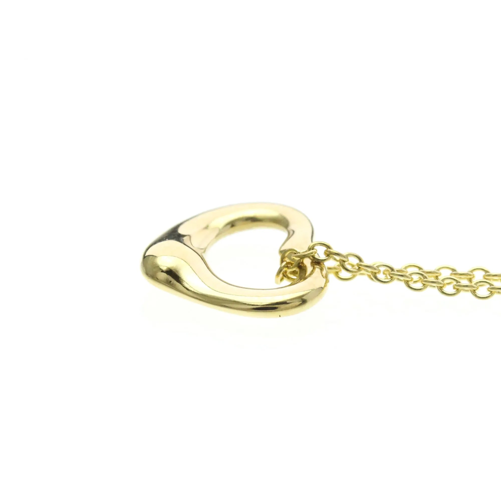 Tiffany & Co. Elsa Peretti Open Heart Pendant 18K Yellow Gold Gold Yellow_Gold Necklace Jewelry (Pre-Owned)