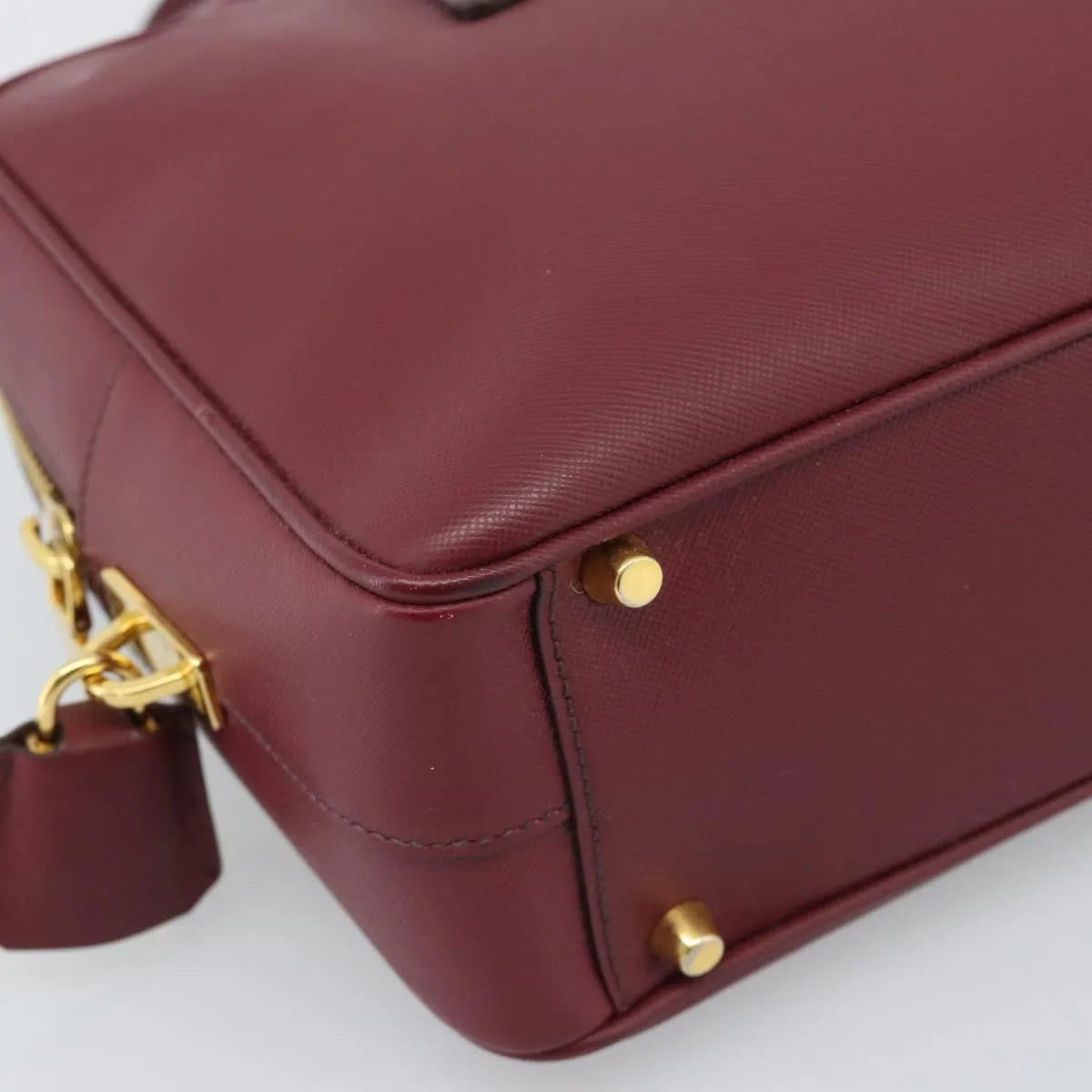 Prada Bauletto Saffiano Leather Red Leather Handbag (Pre-Owned)