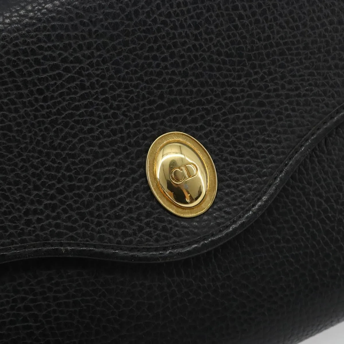 Christian Dior Vintage Cd Flap Leather Black Leather Shoulder Bag Bag (Pre-Owned)