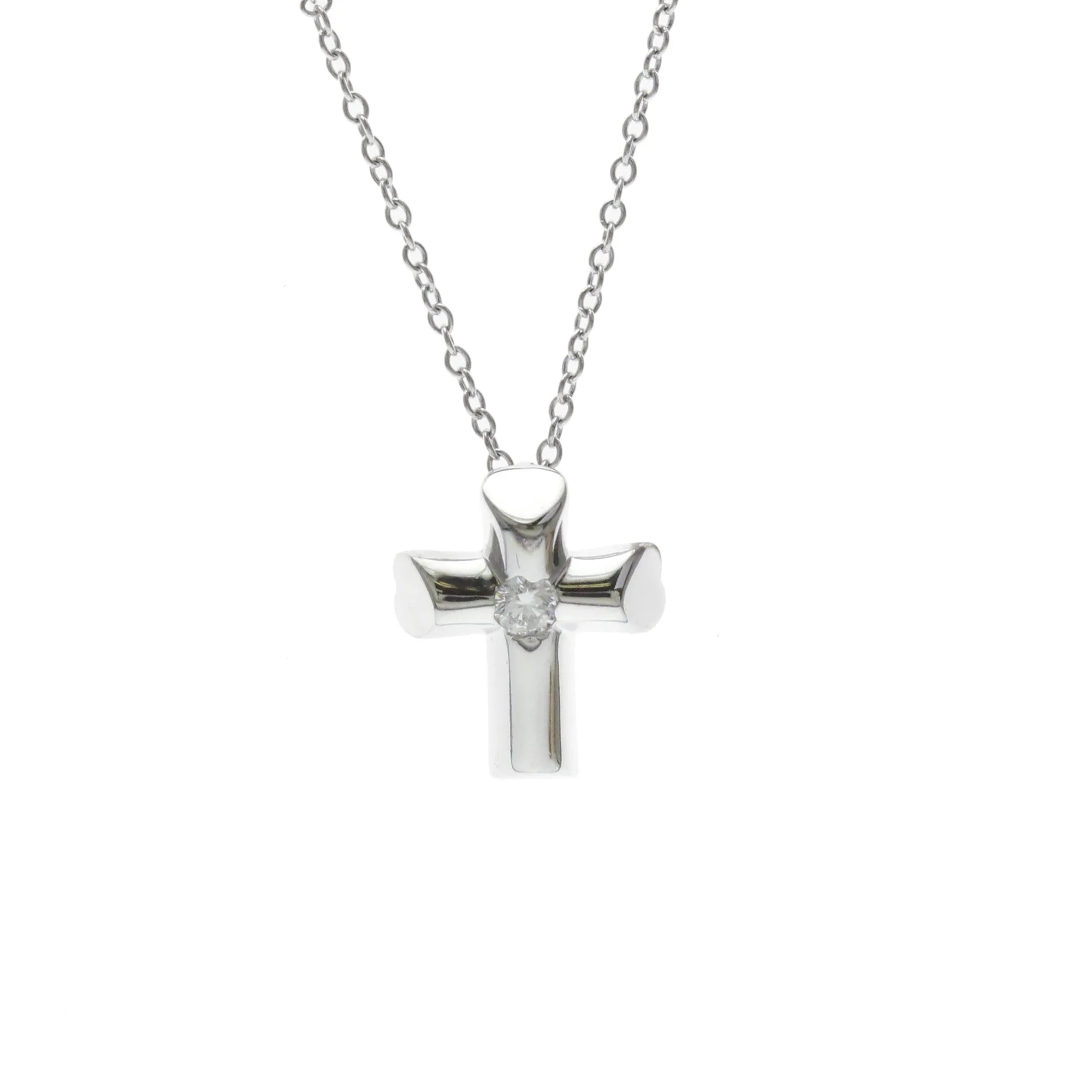 Tiffany & Co. Etoile Cross Pendant 18K White Gold With Diamonds Silver White_Gold Necklace Jewelry (Pre-Owned)