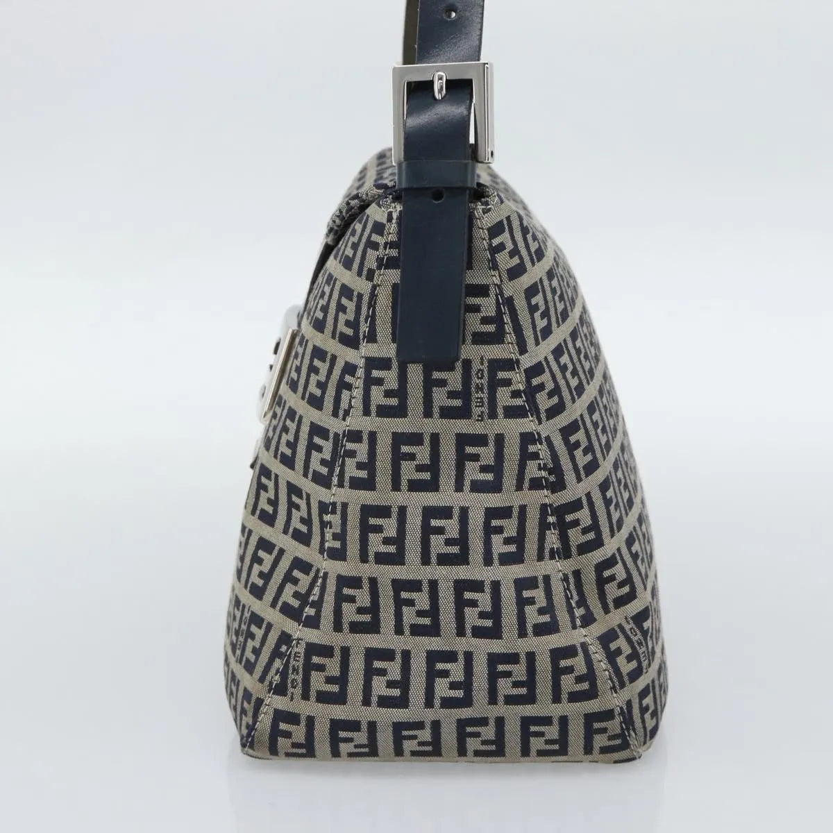 Fendi Zucchino Canvas Mamma Baguette Canvas Navy Canvas Shoulder Bag Bag (Pre-Owned)