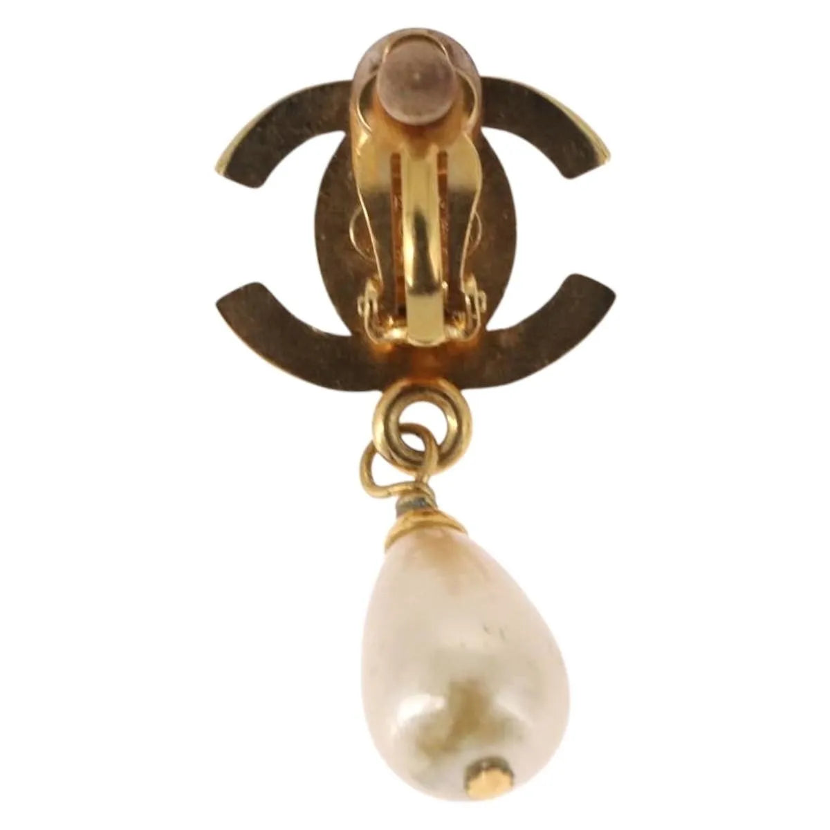 Chanel Cc Dangle Clip-On Metal Gold Metal Earrings Jewelry (Pre-Owned)