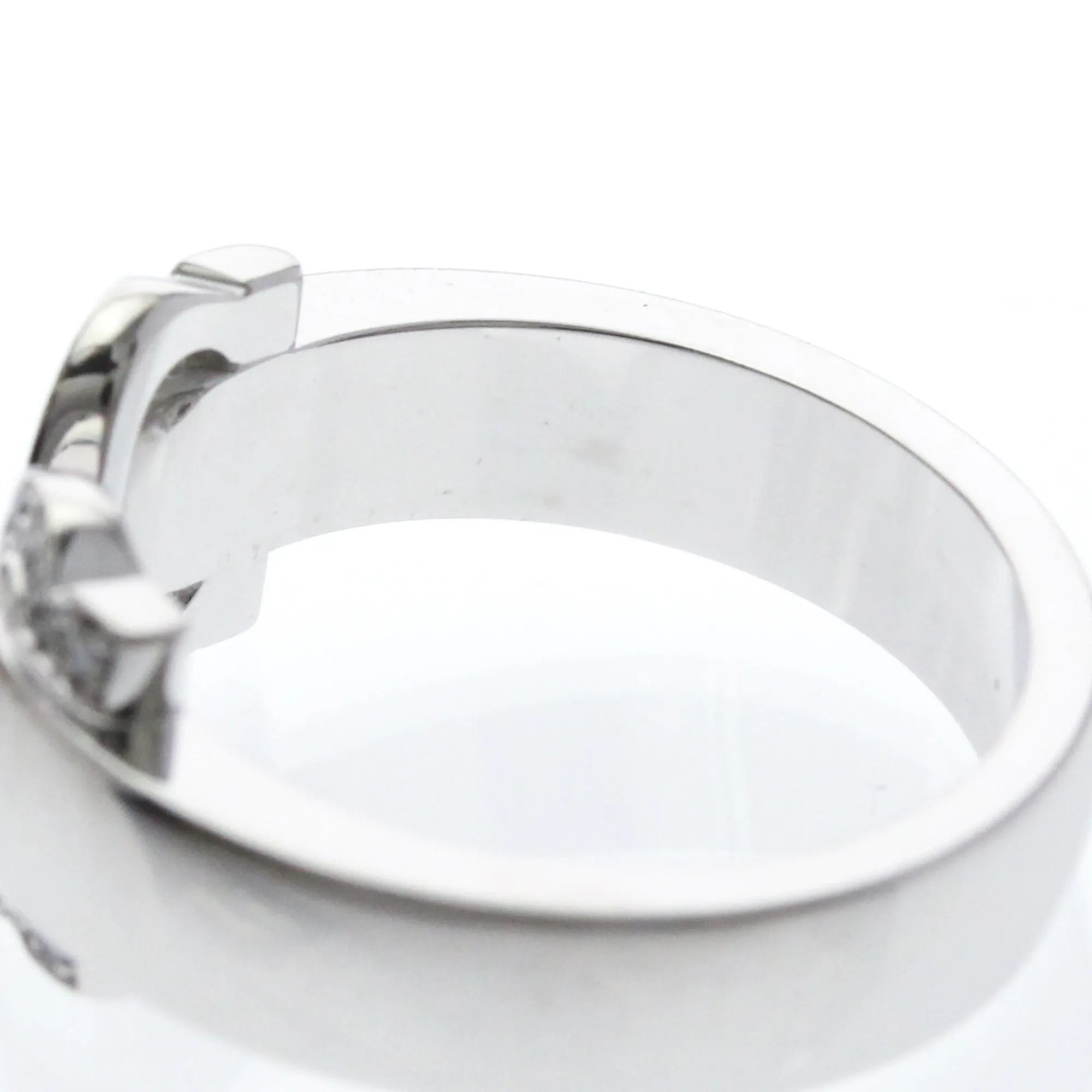 Cartier Vintage C De Cartier 18K White Gold With Diamonds Silver White_Gold Ring Jewelry (Pre-Owned)
